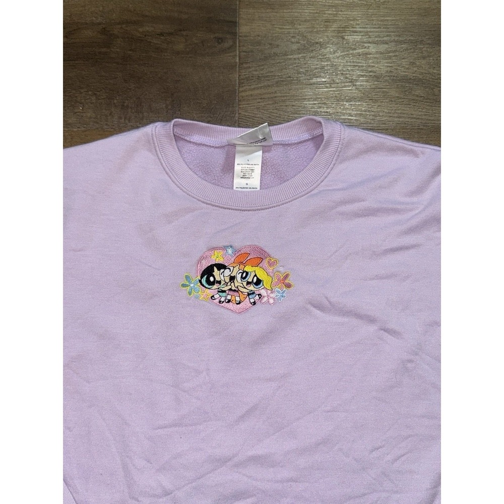 Powerpuff Girls Lavender Purple Embroidered Sweatshirt Women's Large - Picture 3 of 8
